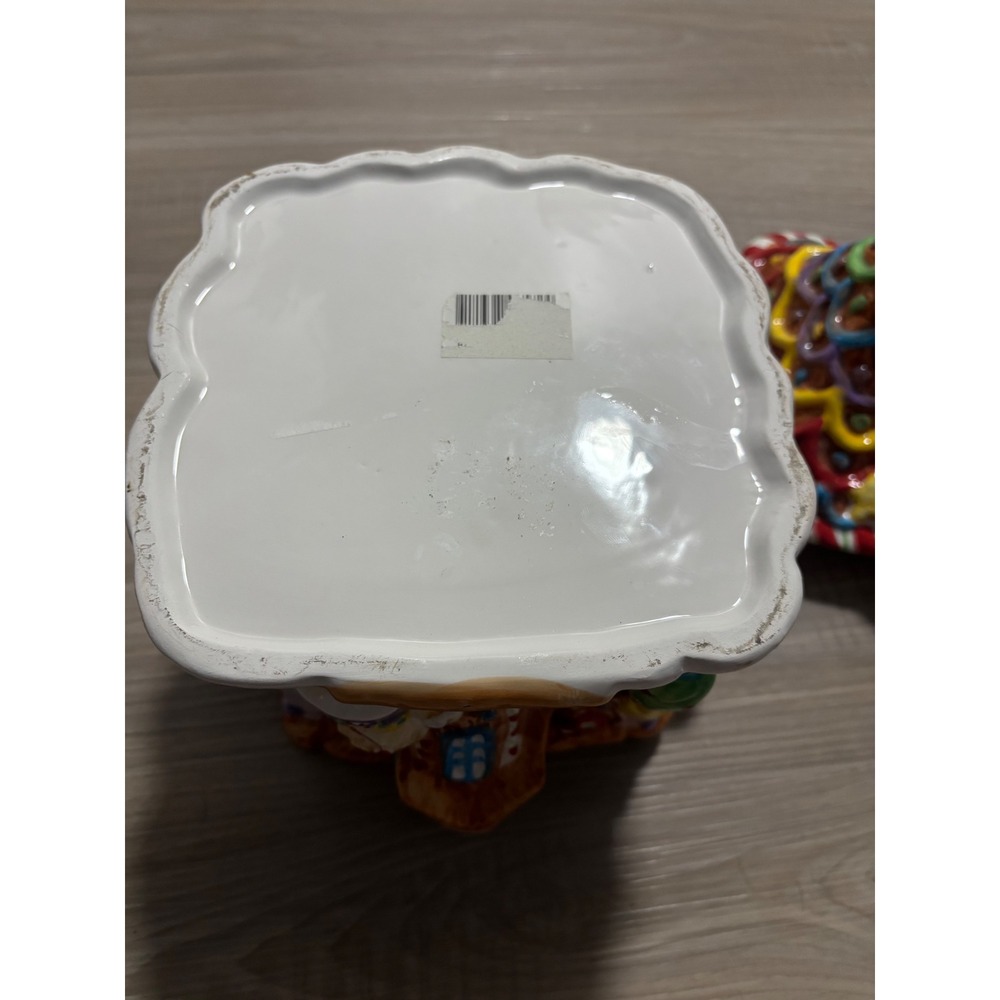 Vintage Christmas Gingerbread House Ceramic Cookie Jar Holiday Decor Multicolor - Picture 12 of 12